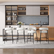 Hawsaiy Counter Height Bar Stools Set of 2, Pelletized Velvet Upholstered Modern Counter Stool,Low Back Barstools, Velvet Bar Chairs with Metal Legs,Beige