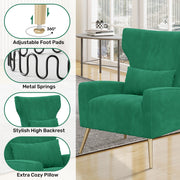 Hawsaiy Mid Century Modern Velvet Accent Chair Set of 1/2, High Back Armchair with Metal Legs, Upholstered Comfy Chair for Living Room and Bedroom