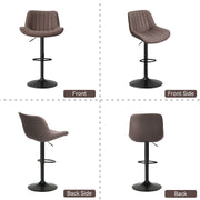 Nalupatio Bar Stools Set of 2 Adjustable Height Swivel Bar Stools with Backs Performance Fabric Seat Barstools for Home Kitchen Island Smoky Grey