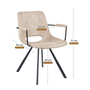 Hawsaiy Modern Dining Chiars Set of 2 with Arm and Metal Legs