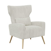 Nalupatio Velvet Fabric Upholstered Reading Comfy Mid Century Modern Armchair with Metal Legs and Spring Support, Accent Chair for Living Room,Beige