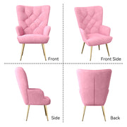 Hawsaiy Mid-Century Modern Velvet Tufted Wingback Accent Chair Set of 1/2 with Metal Legs for Living Room and Bedroom