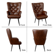 Hawsaiy Mid-Century Modern Velvet Tufted Wingback Accent Chair Set of 1/2 with Metal Legs for Living Room and Bedroom