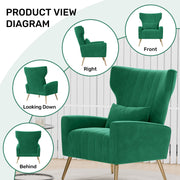 Hawsaiy Mid Century Modern Velvet Accent Chair Set of 1/2, High Back Armchair with Metal Legs, Upholstered Comfy Chair for Living Room and Bedroom