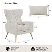 Nalupatio Velvet Fabric Upholstered Reading Comfy Mid Century Modern Armchair with Metal Legs and Spring Support, Accent Chair for Living Room,Beige