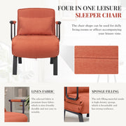 Nalupatio Versatile Convertible Armchair Sofa with Pillow - Foldable, Linen/Fabric, Steel Frame for Home & Office Use,