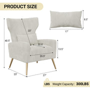 Hawsaiy Mid Century Modern Velvet Accent Chair Set of 1/2, High Back Armchair with Metal Legs, Upholstered Comfy Chair for Living Room and Bedroom