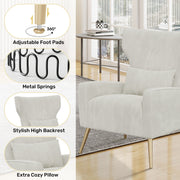 Hawsaiy Mid Century Modern Velvet Accent Chair Set of 1/2, High Back Armchair with Metal Legs, Upholstered Comfy Chair for Living Room and Bedroom