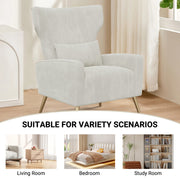 Nalupatio Velvet Fabric Upholstered Reading Comfy Mid Century Modern Armchair with Metal Legs and Spring Support, Accent Chair for Living Room,Beige