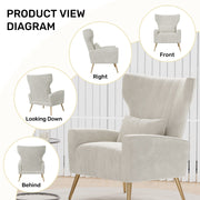 Hawsaiy Mid Century Modern Velvet Accent Chair Set of 1/2, High Back Armchair with Metal Legs, Upholstered Comfy Chair for Living Room and Bedroom