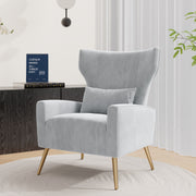 Hawsaiy Mid Century Modern Velvet Accent Chair Set of 1/2, High Back Armchair with Metal Legs, Upholstered Comfy Chair for Living Room and Bedroom