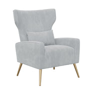 Nalupatio Velvet Fabric Upholstered Reading Comfy Mid Century Modern Armchair with Metal Legs and Spring Support, Accent Chair for Living Room,Beige