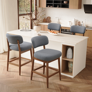 Hawsaiy Counter Height Bar Stools Set of 2/4, Mid Century Modern Boucle Barstools with Solid Wood Frame, Upholstered Kitchen Island Stools with Backrest & Footrest