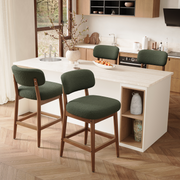 Hawsaiy Counter Height Bar Stools Set of 2/4, Mid Century Modern Boucle Barstools with Solid Wood Frame, Upholstered Kitchen Island Stools with Backrest & Footrest