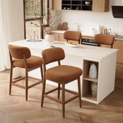 Hawsaiy Counter Height Bar Stools Set of 2/4, Mid Century Modern Boucle Barstools with Solid Wood Frame, Upholstered Kitchen Island Stools with Backrest & Footrest