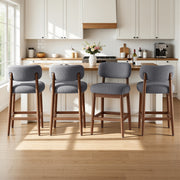 Hawsaiy Counter Height Bar Stools Set of 2/4, Mid Century Modern Boucle Barstools with Solid Wood Frame, Upholstered Kitchen Island Stools with Backrest & Footrest