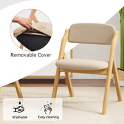 HawsaiyFolding Chairs with Cushion,Wooden Stackable Dining Chairs Set of 2 with Padded Seats,Removable Cushion Cover Comfortable Backrest Lounge Chair for Kitchen Home Office Picnic