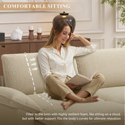 Nalupatio Sectional Sofa with Ottoman, L Shaped Modular Couch Set for Living Room, Comfy Cloud Sleeper Couch, Upholstered Furniture Corduroy Sofa Khaki