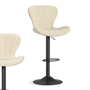 Nalupatio Modern Bar Stools Set of 2 Faux Leather Upholstered Swivel Barstools,Black