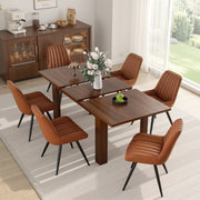 Hawsaiy Extendable Dining Table Set for 6, Upholstered Dining Chairs, Farmhouse Kitchen Dining Room Set, Hidden Leaf Dining Table Seats 6-8