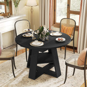 Hawsaiy 43.3-59 in Extendable Oval Dining Table for 4-6, Space-Saving Round Kitchen Table with Hidden Leaf Storage & Bottom Shelf for Small Space