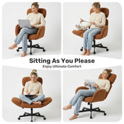 Hawsaiy Criss Cross Office Chair with Flip-Up Arms, Wide Seat Desk Chair with Adjustable Headrest, 135° Reclining Ergonomic Office Chair with Plush Fabric Cushion