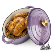 Hawsaiy Enameled Oval Dutch Oven Pot with Lid and Dual Handles, Cast Iron Dutch Oven for Cooking, Bread Baking, Non-stick Enamel Coated Cookware