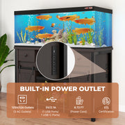 Hawsaiy  Fish Tank Stand with Power Outlet, Fits Up to 100 Gallon Aquarium, 800 lbs Capacity, Sliding Barn Doors, Adjustable Shelves, Storage for Fish Supplies, ETL Certified, Brown