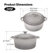 Hawsaiy 6QT Enameled Cast Iron Dutch Oven, Non-Stick, Dual Handles, with Lid for Baking & Cooking