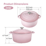 Hawsaiy 6QT Enameled Cast Iron Dutch Oven, Non-Stick, Dual Handles, with Lid for Baking & Cooking
