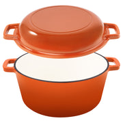Kerilyn 2-in-1 Heavy-Duty Cast Iron Dutch Oven Pot - Kitchen & Dining Essential for Bread Baking, Cooking, Stewing - Nonstick, Oven Safe Up to 500°F, Dual Handles, Works on All Stovetops, Easy Cleaning, Durable Construction enamel cast iron Enamel