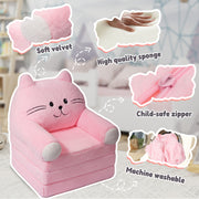 Hawsaiy Kids Sofa 2-in-1 Foldable Armchair with Liner Filler Cute Cartoon Lazy Sofa Bed for Living Room or Bedroom