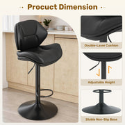 Hawsaiy Swivel Bar Stools Set of 2/4, Adjustable Height Faux Leather Bar Stools with Back, Double-Layer Upholstered Counter Height Bar Chairs for Kitchen Island