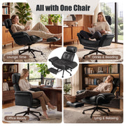 Hawsaiy Criss Cross Office Chair with Flip-Up Armrests and Headrest, 135° Reclining Executive Desk Chair with Side Pockets, Cross Legged Office Chair with Footrest & Wide Seat