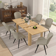 Hawsaiy Extendable Dining Table Set for 4, Shell Back Upholstered Dining Chairs, Farmhouse Kitchen Dining Room Set, Hidden Leaf Dining Table Seats 6-8