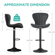 Hawsaiy Adjustable Upholstered Bar Stools Set of 2/4,Modern Counter Height Swivel Bar Chairs with High Backrest, Faux Leather Padded Seat for Kitchen Island