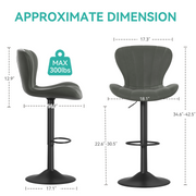 Hawsaiy Adjustable Upholstered Bar Stools Set of 2/4,Modern Counter Height Swivel Bar Chairs with High Backrest, Faux Leather Padded Seat for Kitchen Island