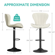 Hawsaiy Adjustable Upholstered Bar Stools Set of 2/4,Modern Counter Height Swivel Bar Chairs with High Backrest, Faux Leather Padded Seat for Kitchen Island