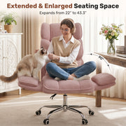 Hawsaiy Big and Tall Office Chair, Flip Armrests with Side Pockets, Comfy Criss Cross Office Chair with Extra-Wide Plush Seat, 150° Reclining Executive Office Chair, Chenille Upholstery