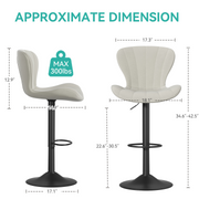 Hawsaiy Adjustable Upholstered Bar Stools Set of 2/4,Modern Counter Height Swivel Bar Chairs with High Backrest, Faux Leather Padded Seat for Kitchen Island