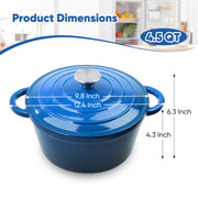 Hawsaiy Enameled Dutch Oven Pot with Lid, Cast Iron, Dual Handles for Bread Baking, Cooking, Non-Stick Enamel Coating