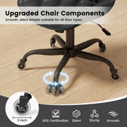 Hawsaiy Armless Office Chair with Rubber Wheels, PU Leather Desk Chair, Mid Back Adjustable Swivel Computer Chair, Small Space Vanity Task Chair