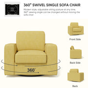 Hawsaiy Swivel Accent Chair, Cozy Linen Reading Chair for Adults, Comfy Single Sofa Chair with Extra Wide Armrests, Mid-Century Modern Arm Chair for Living Room, Bedroom, Office