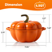 Hawsaiy 4.5 QT Pumpkin Shaped Cast Iron Dutch Oven, 360° Uniform Heating, Enameled Cast Iron Pot with Lid, Suitable for Most Stoves, Festive Cookware