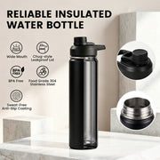 Hawsaiy 24 oz Insulated Stainless Steel Water Bottle with Handle, Leak-Proof Lid & Wide Mouth, Double Wall Vacuum, BPA Free, Keeps Cold & Hot