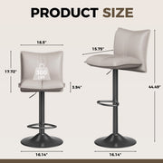 Hawsaiy Bar Stools Set of 2/3/4, Adjustable Swivel Bar Chairs with Thick Padded Seat, Faux Leather Upholstered Counter Height Bar Stools with Storage Pocket for Kitchen Island