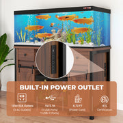Hawsaiy  Fish Tank Stand with Power Outlet, Fits Up to 100 Gallon Aquarium, 800 lbs Capacity, Sliding Barn Doors, Adjustable Shelves, Storage for Fish Supplies, ETL Certified, Brown