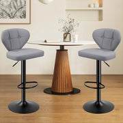 Nalupatio Bar Stools,PU Leather Adjustable Swivel Barstools Kitchen Counter Height Bar Stools, Hydraulic for Kitchen Counter Height, Square Island Backed Bar Stools,Black,Set of 2