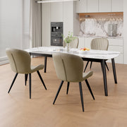 Hawsaiy Modern Dining Room Chairs Set of 2/4/6, Upholstered Kitchen Dinner Chair Fabric and Curved Backrest Kitchen Chairs Dark Grey