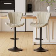 Nalupatio Modern Bar Stools Set of 2 Faux Leather Upholstered Swivel Barstools,Black